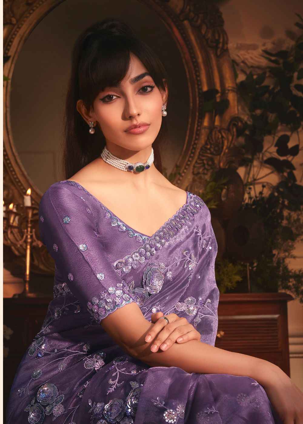 Lavender Mist Tissue Organza Saree