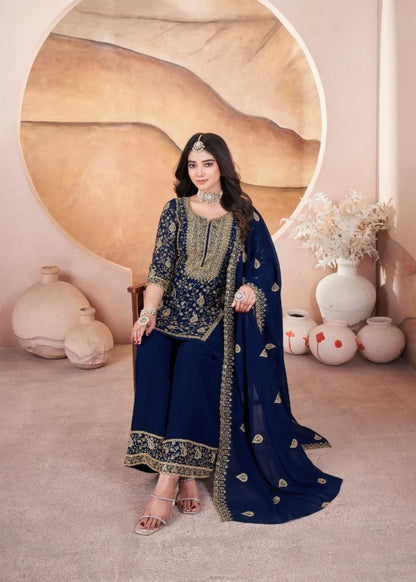Neelkamal Saaj – Midnight Blue Zari Embroidered Suit Set : Elegant