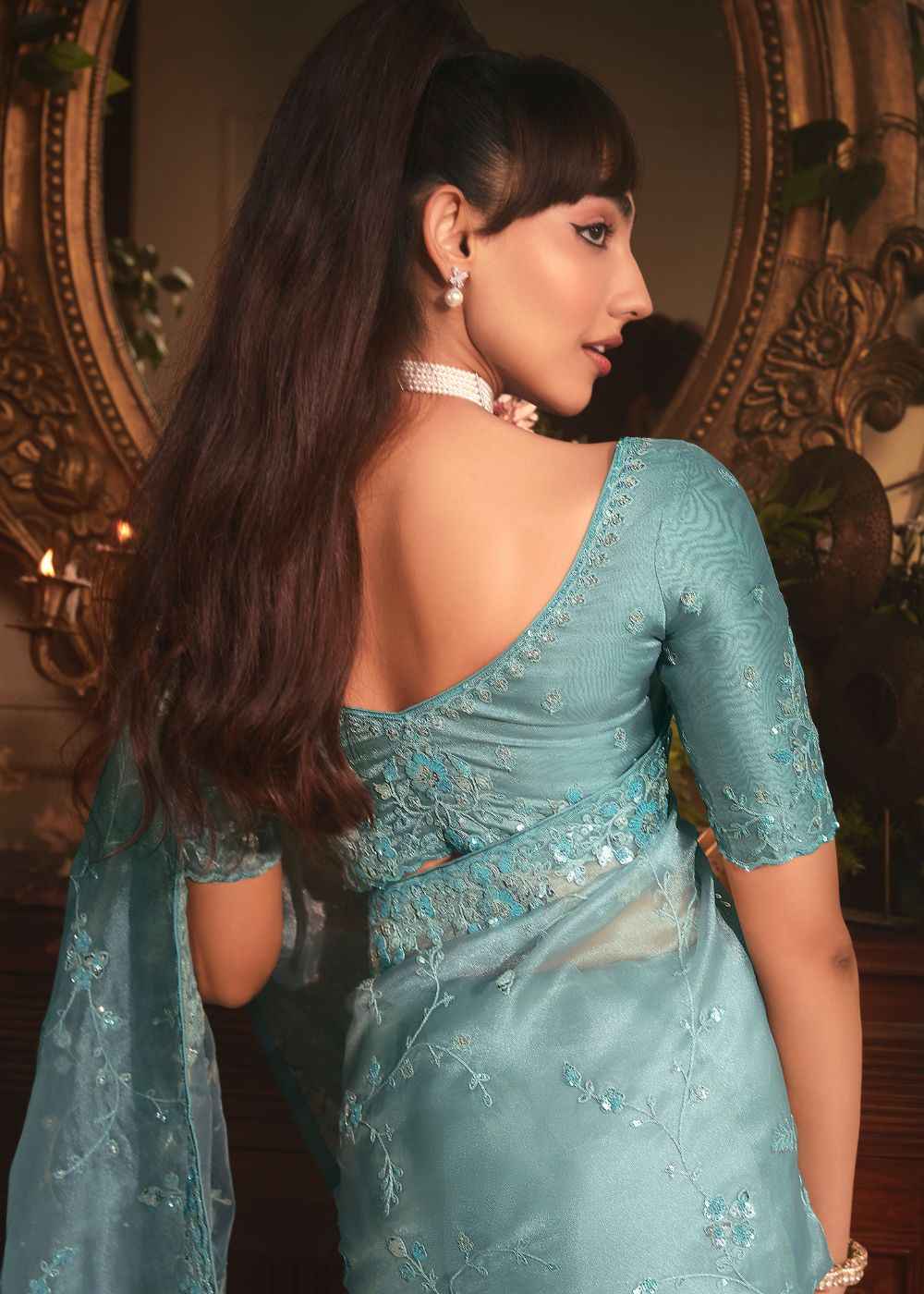 Aqua Dream Tissue Organza Saree