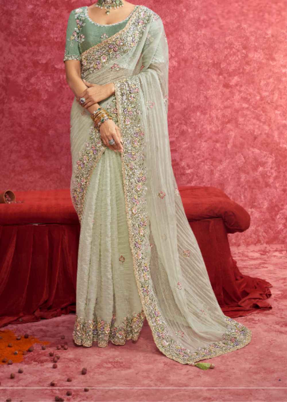 Mint Glow Pure Weave Saree