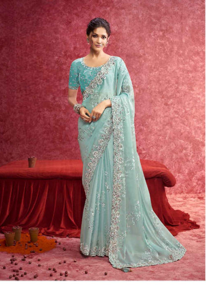 Sky Blue Galaxy Shine Saree