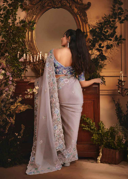 Soft Lilac Tissue Organza Saree