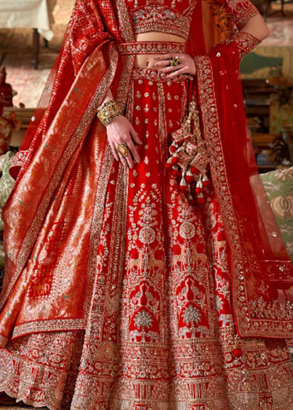 Ruby Radiance Splendor Double Dupatta Bridal Lehenga