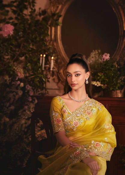 Mustard Sunshine Tissue Organza Saree