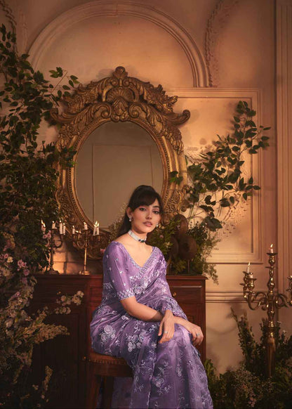 Lavender Mist Tissue Organza Saree