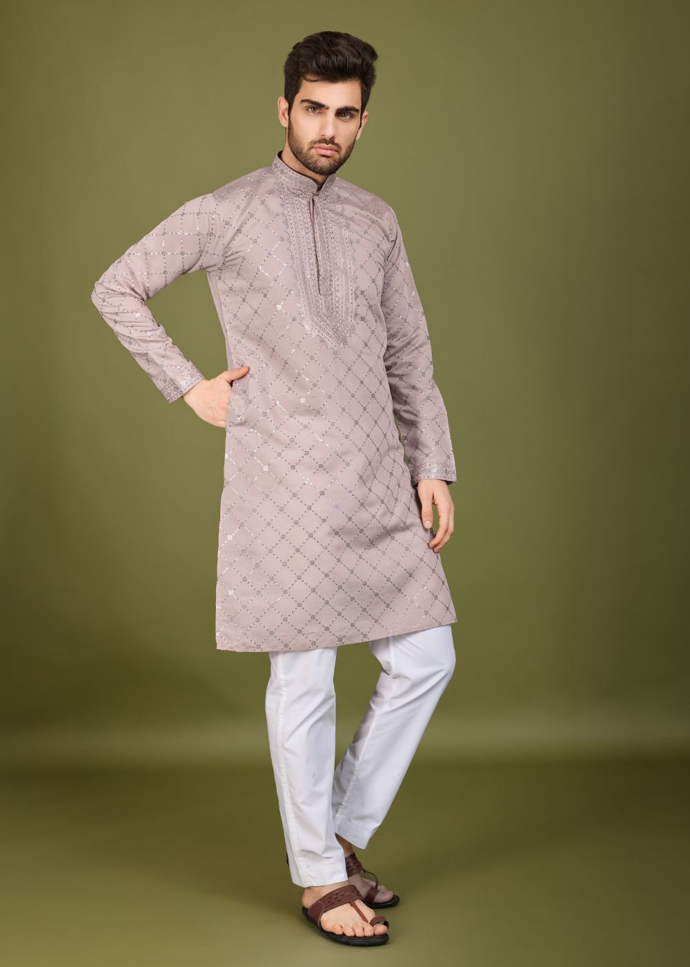 Ivory Grace Viscose Silk Kurta with Embroidered Dupatta