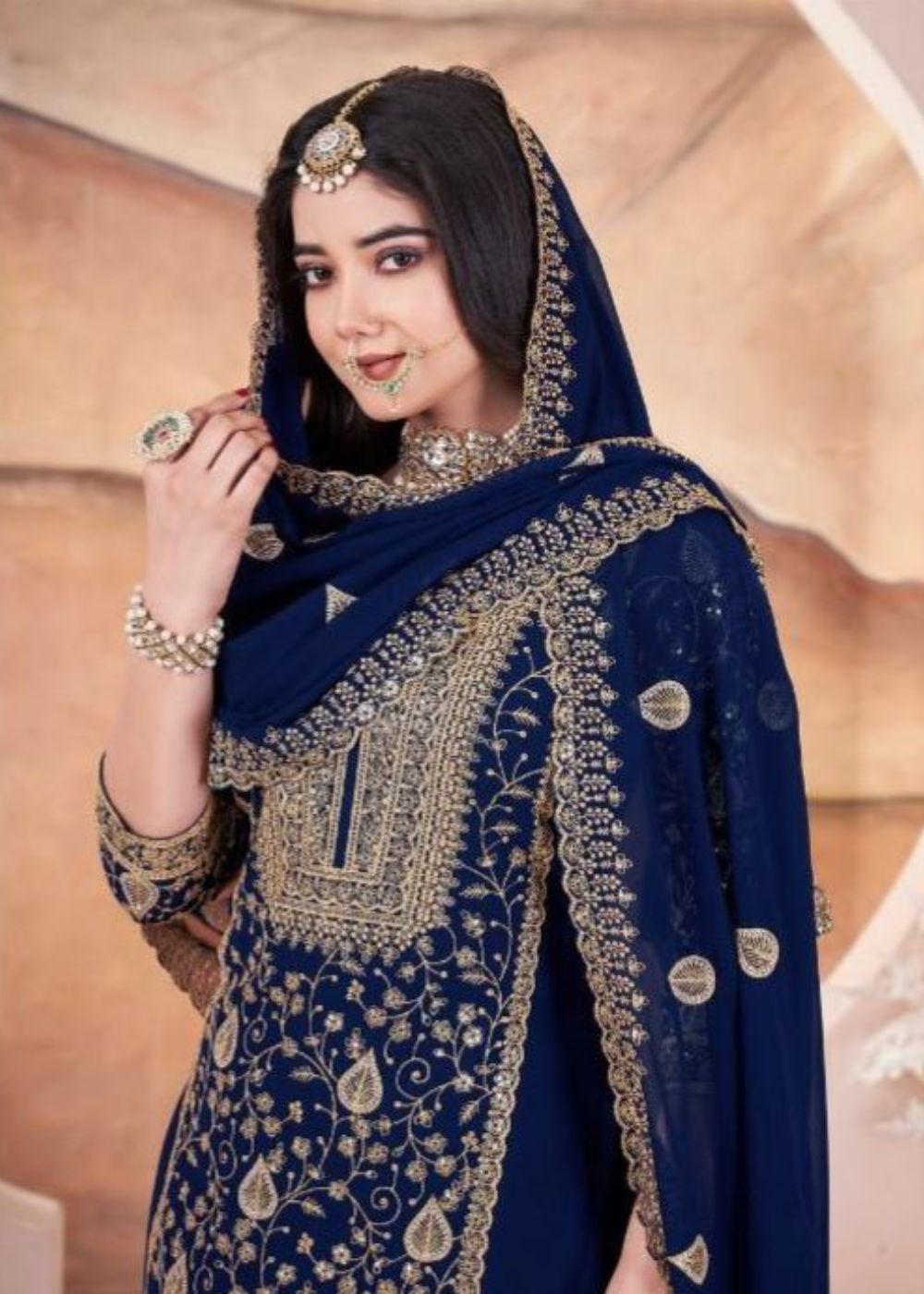 Neelkamal Saaj – Midnight Blue Zari Embroidered Suit Set : Elegant