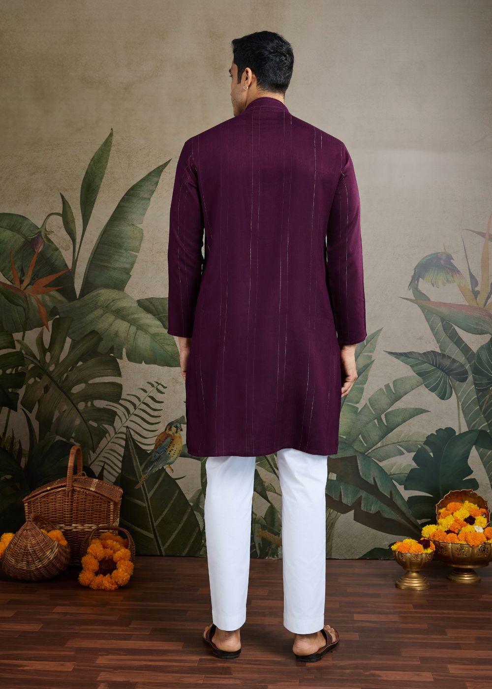 Royal Violet Zari Mirror Kurta Set with Dupatta