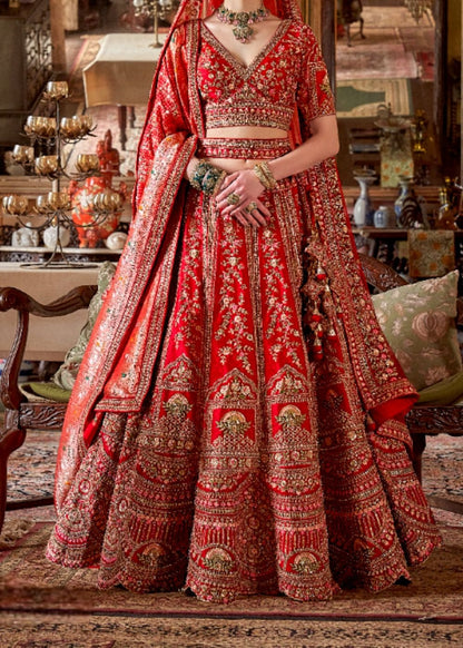 Vermilion Passion & Gold Embers Bridal Lehenga