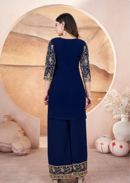 Neelkamal Saaj – Midnight Blue Zari Embroidered Suit Set : Elegant