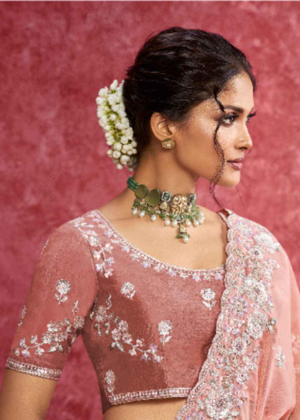 Peach Blossom Charm (Casio Work Saree)