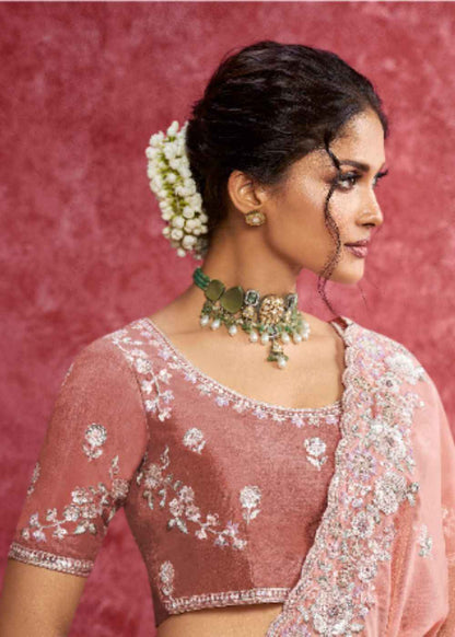 Peach Blossom Charm (Casio Work Saree)