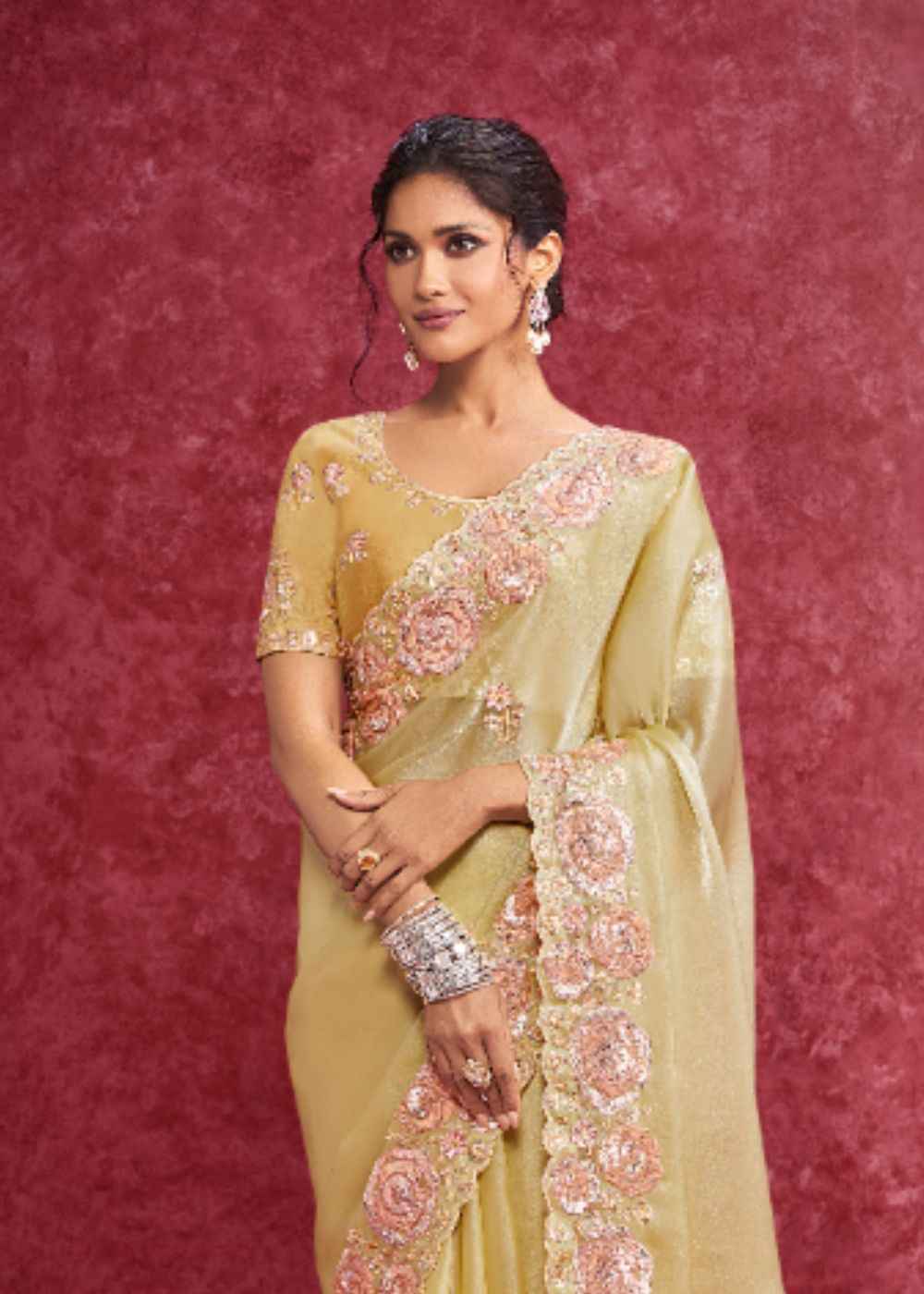 Sunbeam Lemon Galaxy Saree