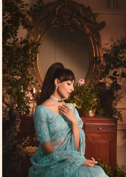 Aqua Dream Tissue Organza Saree