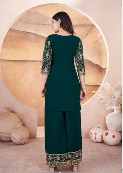 Hariyaali–Emerald Green Embroidered Georgette Ensemble