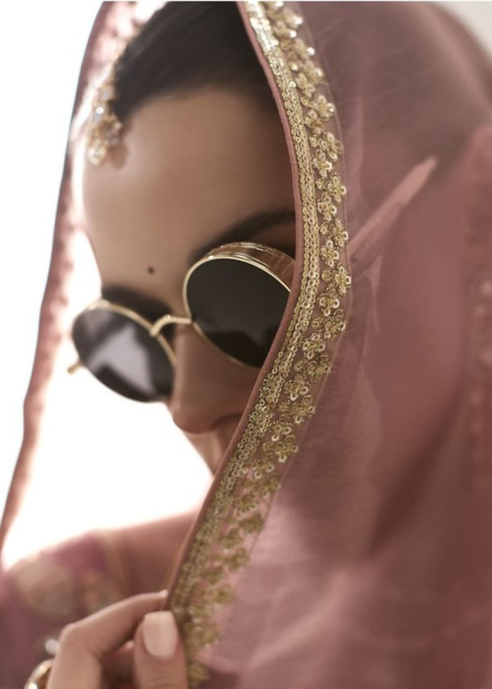 Gulabi Gharana-Dusty rose pink organza silk saree