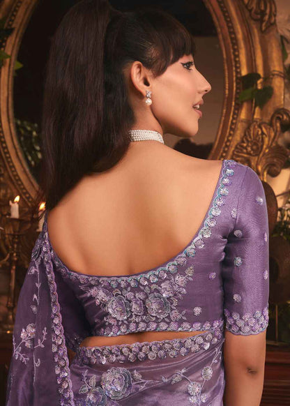Lavender Mist Tissue Organza Saree