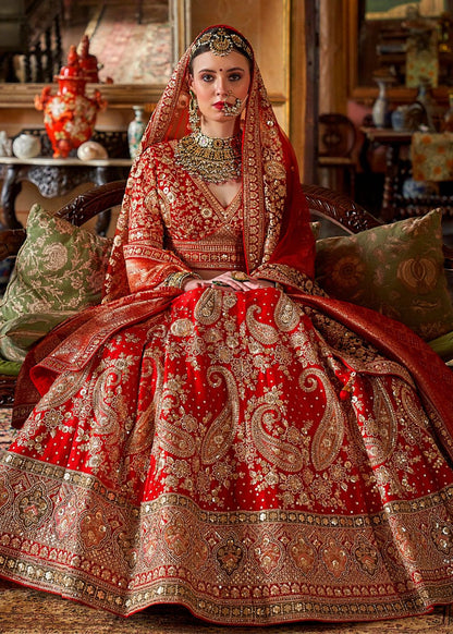 Sunset Ember Glow Double Dupatta Bridal Lehenga