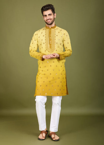 Omber Yellow Regal Kurta – Sunshine Royal Embroidered Kurta