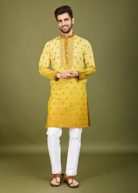 Omber Yellow Regal Kurta – Sunshine Royal Embroidered Kurta