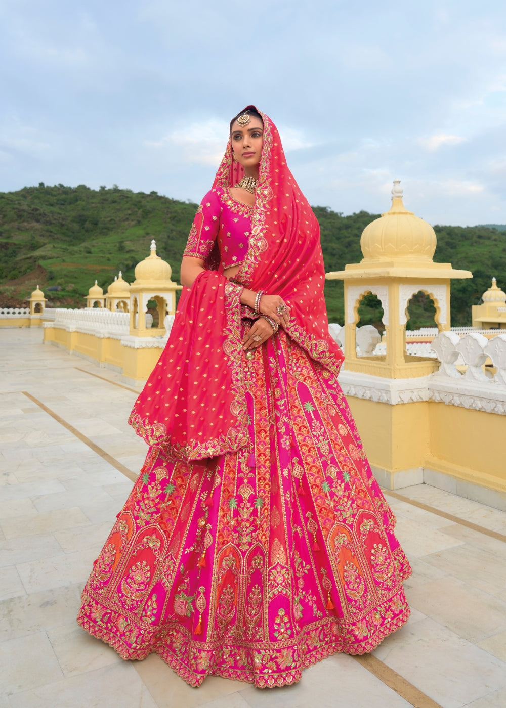 Crimson Red Heavy Silk Lehenga with Khatli Embroidery