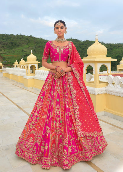 Crimson Red Heavy Silk Lehenga with Khatli Embroidery