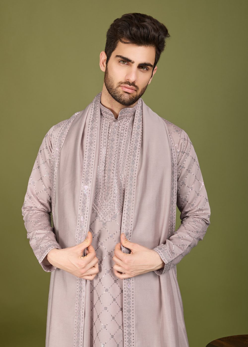 Ivory Grace Viscose Silk Kurta with Embroidered Dupatta