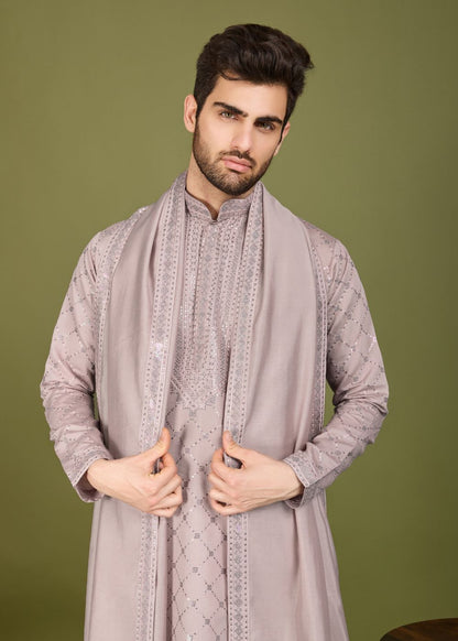 Ivory Grace Viscose Silk Kurta with Embroidered Dupatta