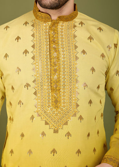 Omber Yellow Regal Kurta – Sunshine Royal Embroidered Kurta