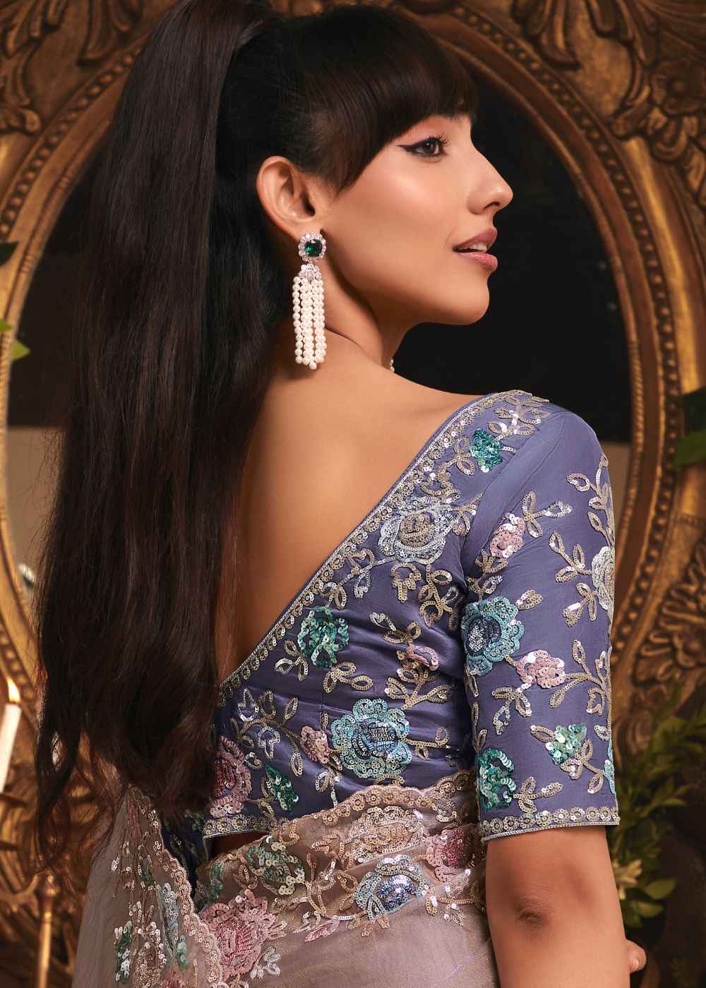 Soft Lilac Tissue Organza Saree