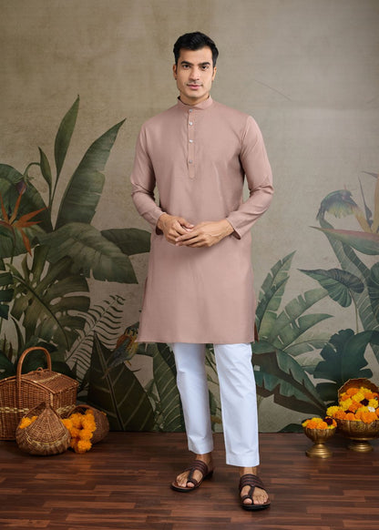 Rose Dust Royalty – Blush Beige Kurta with Designer Jacquard Silk Jacket